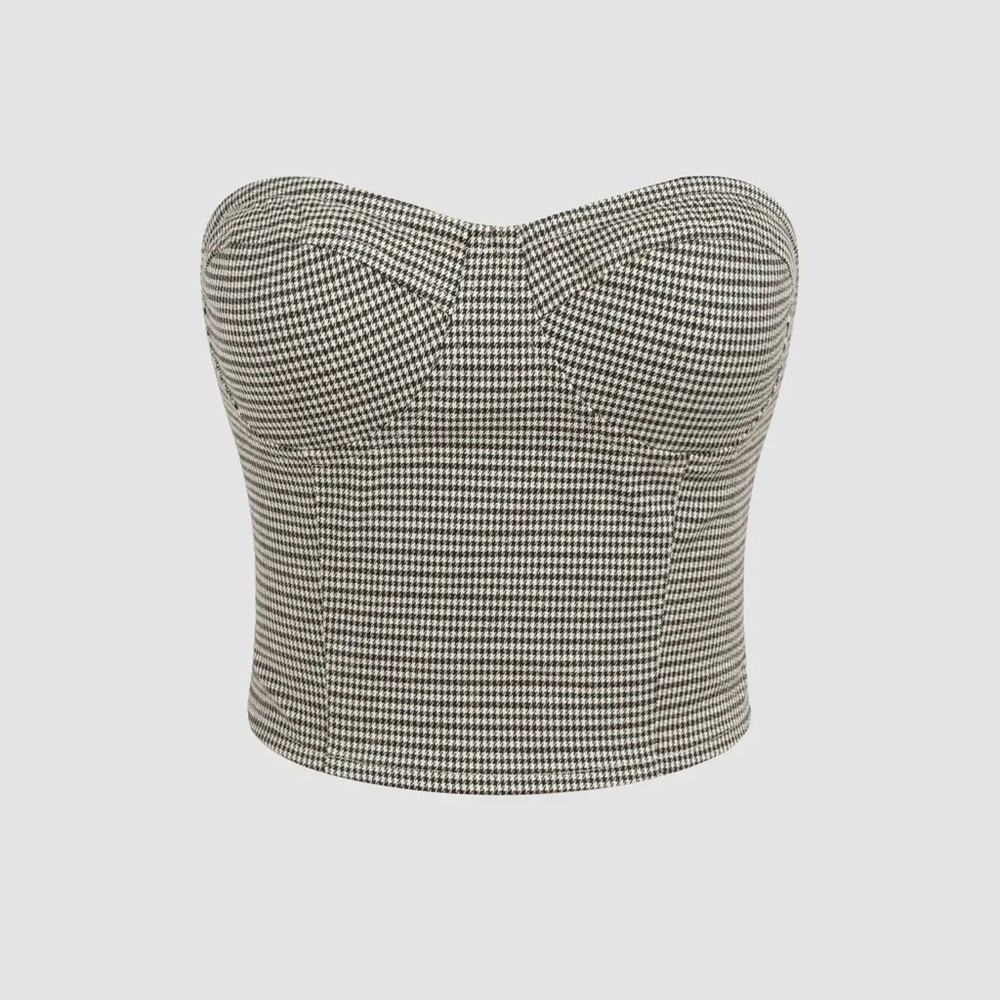 NEW Cider Black and White Houndstooth Crop Top